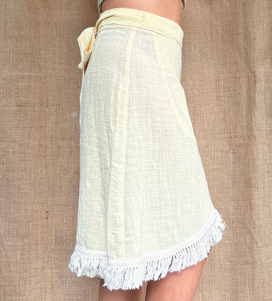 'LUNA' Wrap Midi Skirt - Lemon