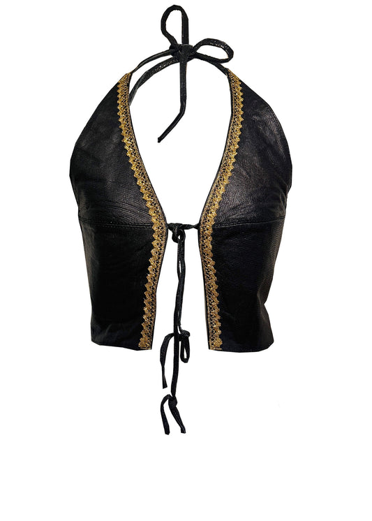 'KALI' Leather Halter Top