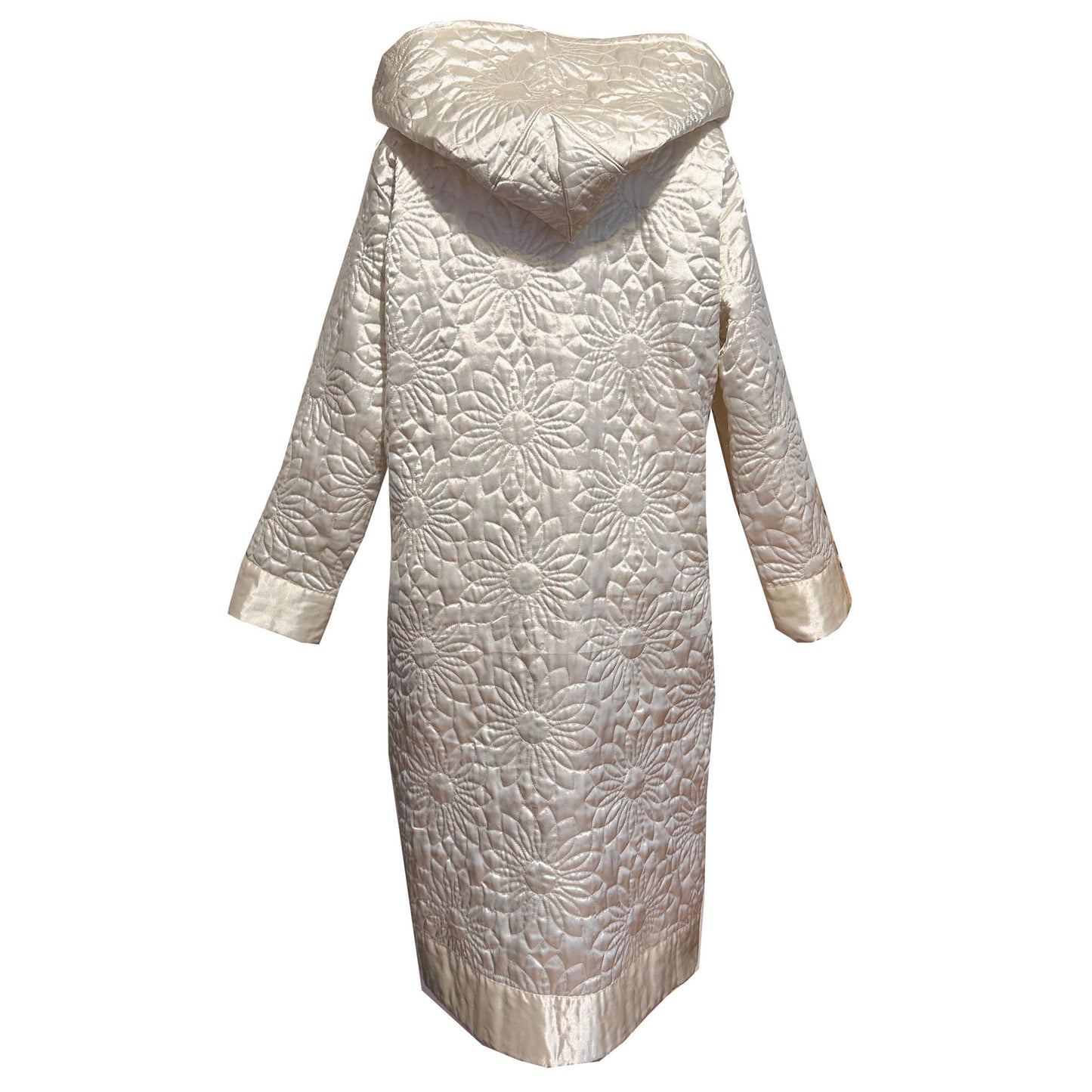 FLOWER White Satin Long Duvet Coat