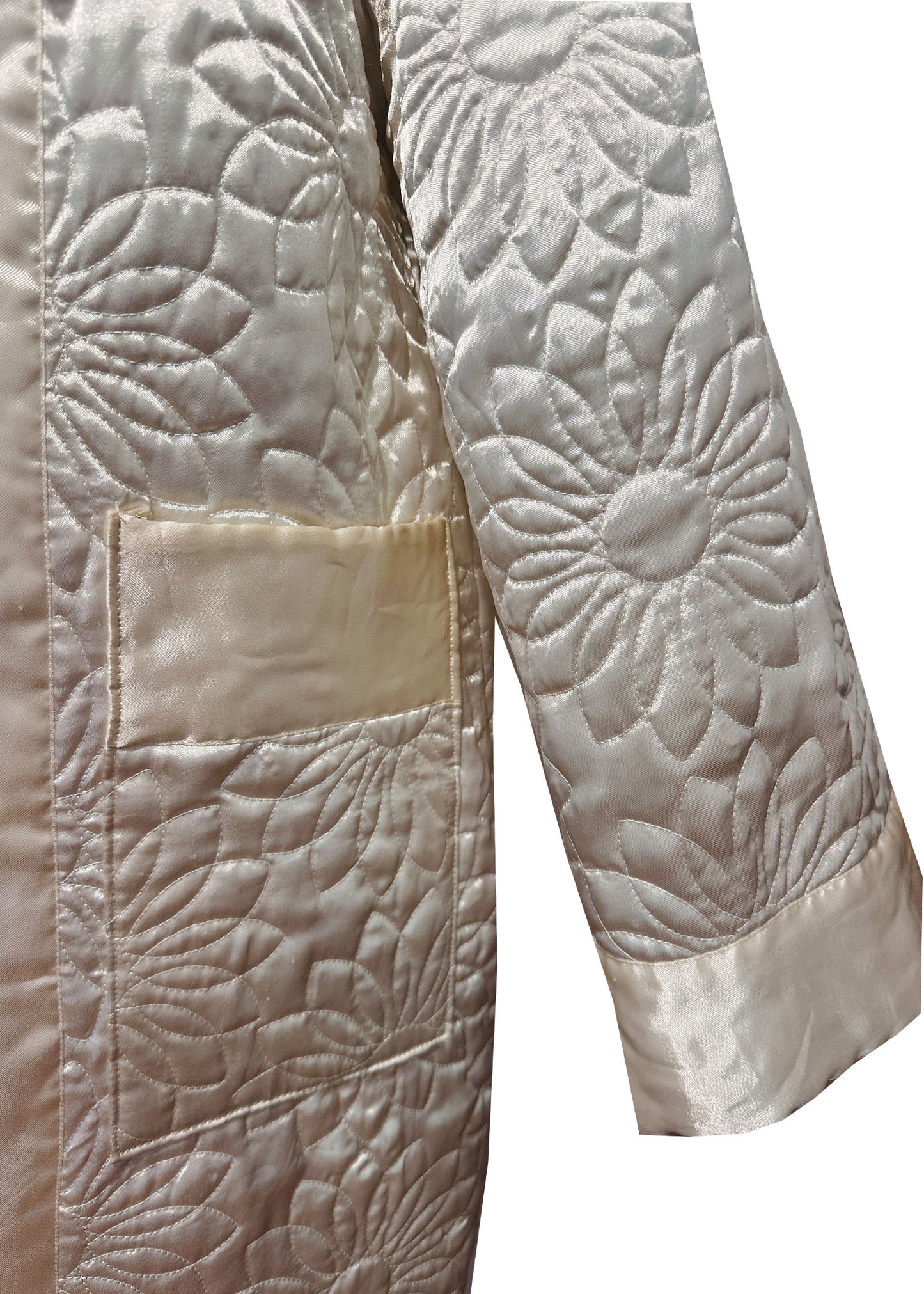 FLOWER White Satin Long Duvet Coat