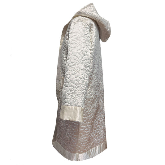 FLOWER White Satin Long Duvet Coat