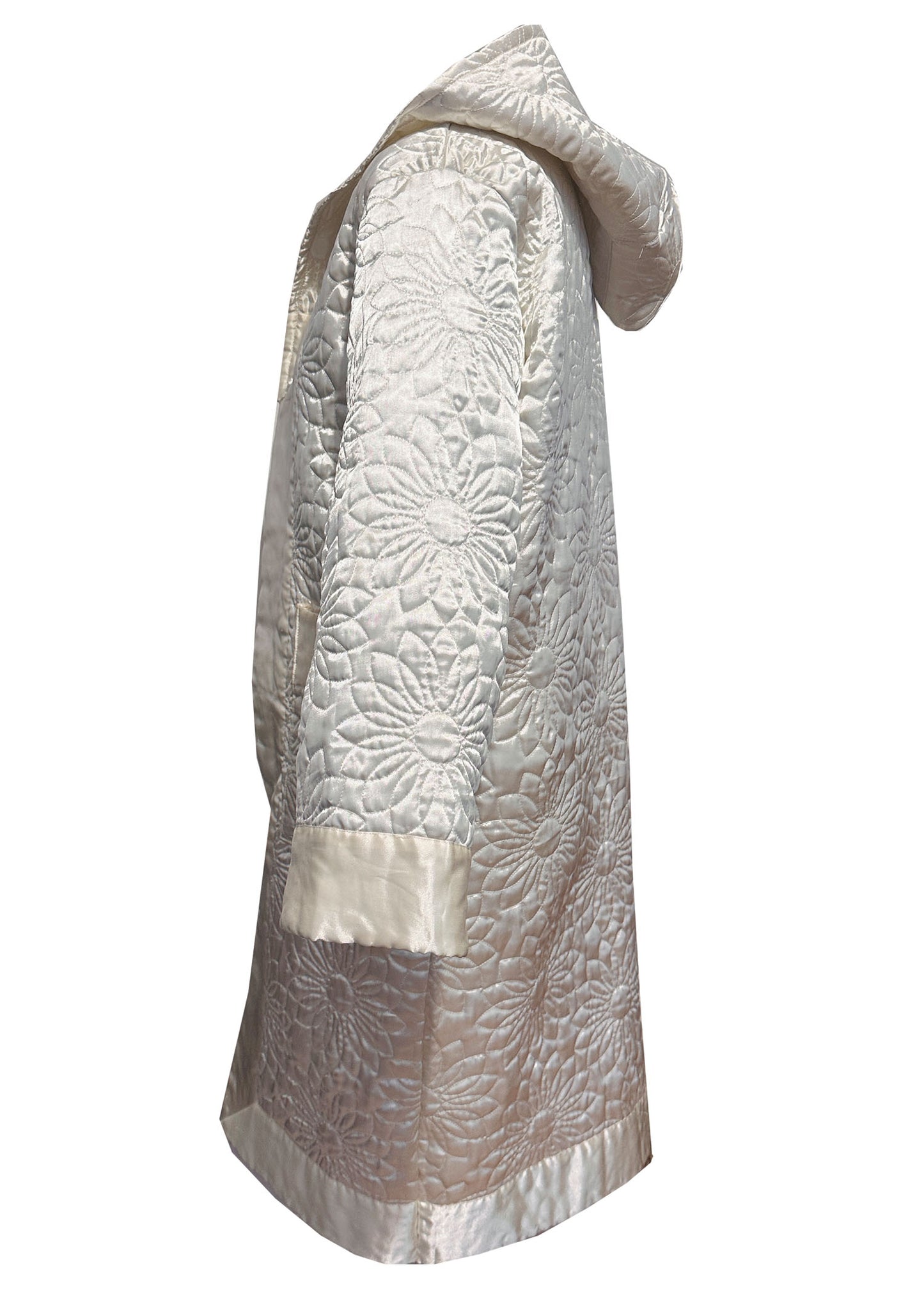 FLOWER White Satin Long Duvet Coat