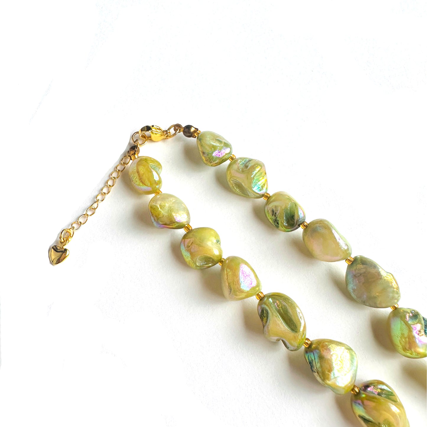 FLOWER Sage Green Aura Quartz Crystal Necklace
