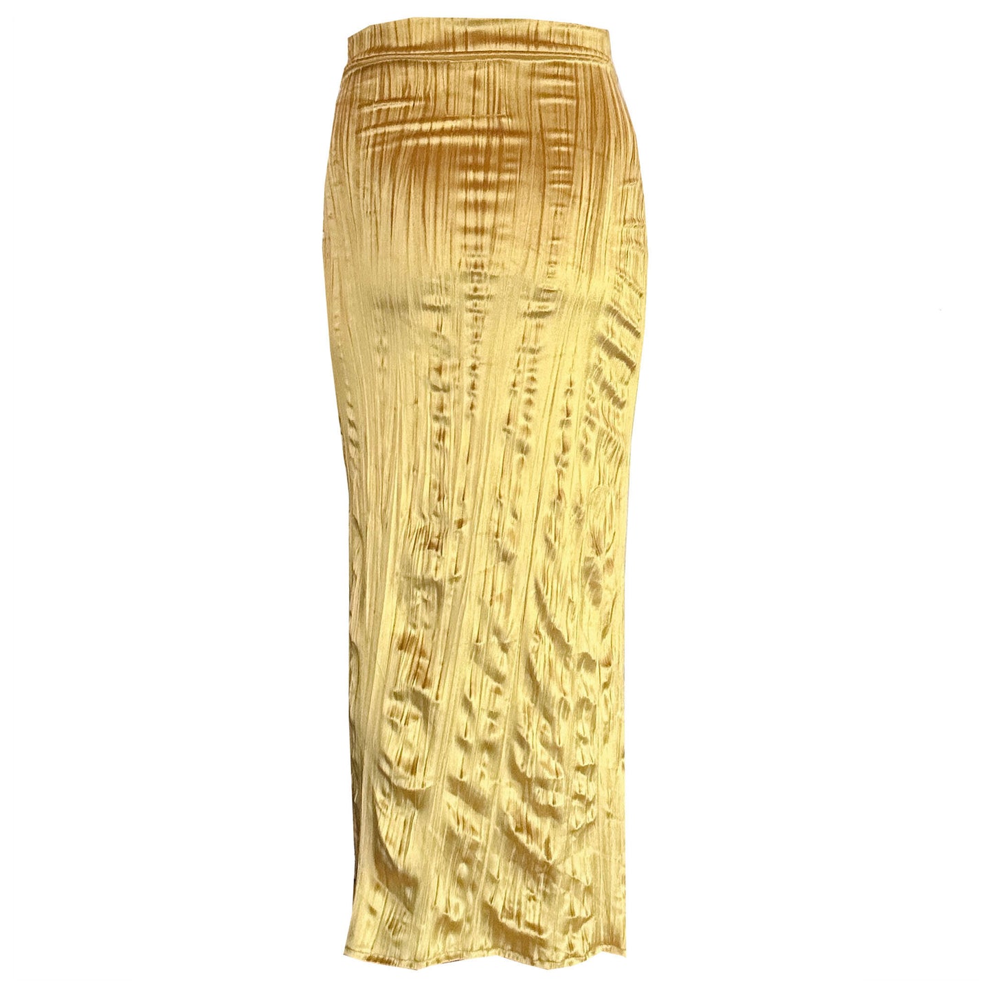 'GEOLU' Crimped Velvet Long Split Skirt