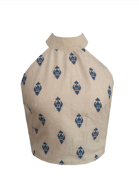 RANI Cotton Halter Top - Blue