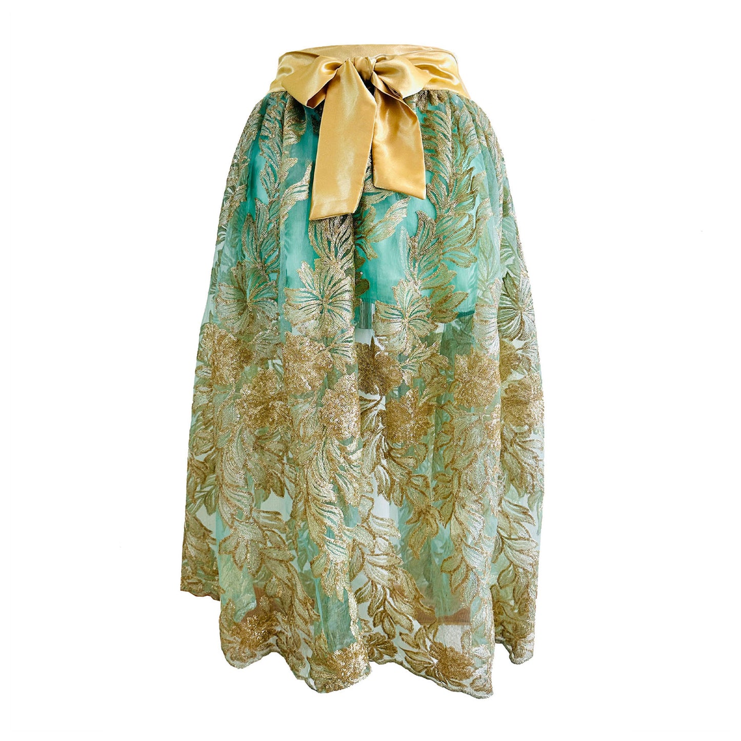 LEAF Green Gold Metallic Tutu Skirt - Long