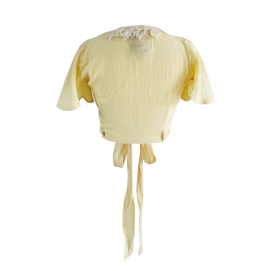 'LUNA' Cotton Wrap Top - Lemon