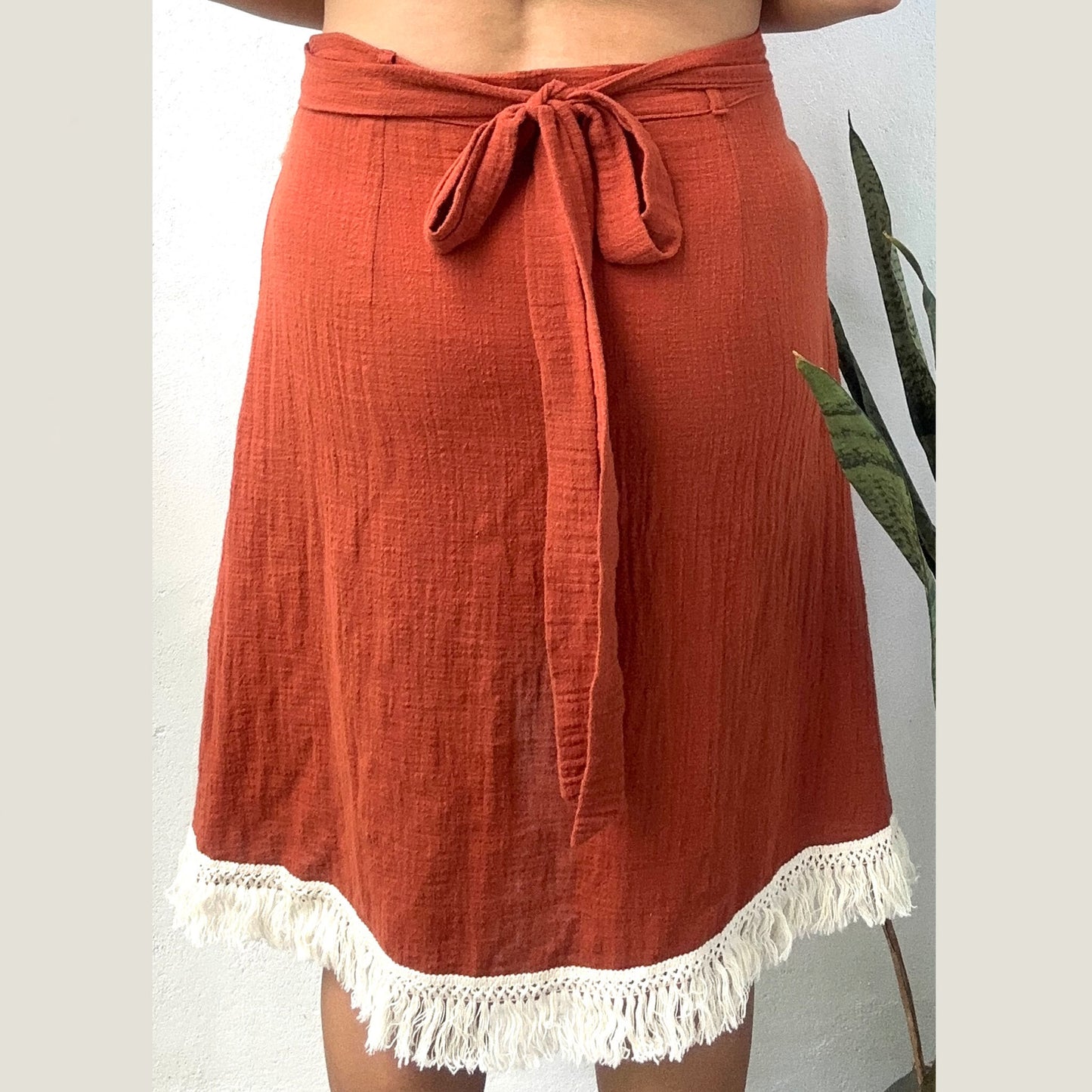 'LUNA' Wrap Midi Skirt - Terracotta