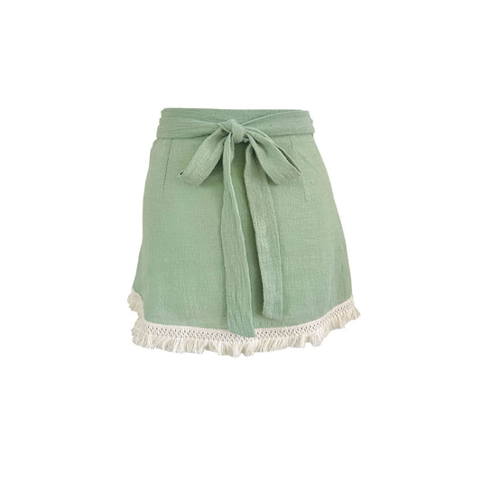 'LUNA' Wrap Mini Skirt - Sage