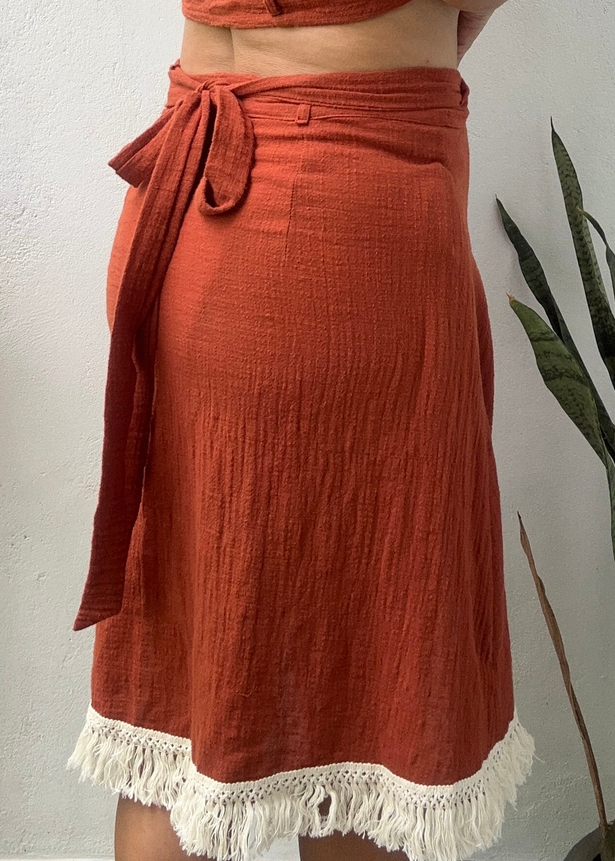 'LUNA' Wrap Midi Skirt - Terracotta