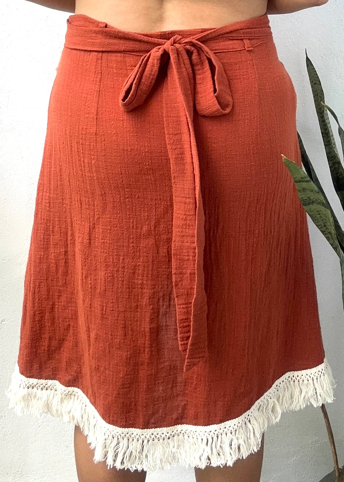 'LUNA' Wrap Midi Skirt - Terracotta