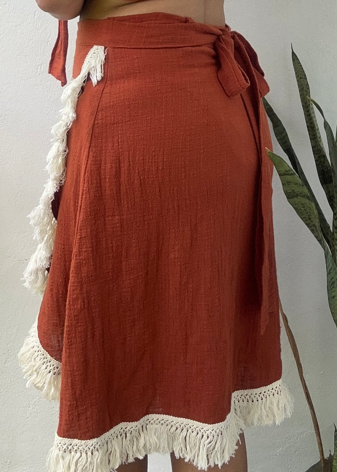 'LUNA' Wrap Midi Skirt - Terracotta