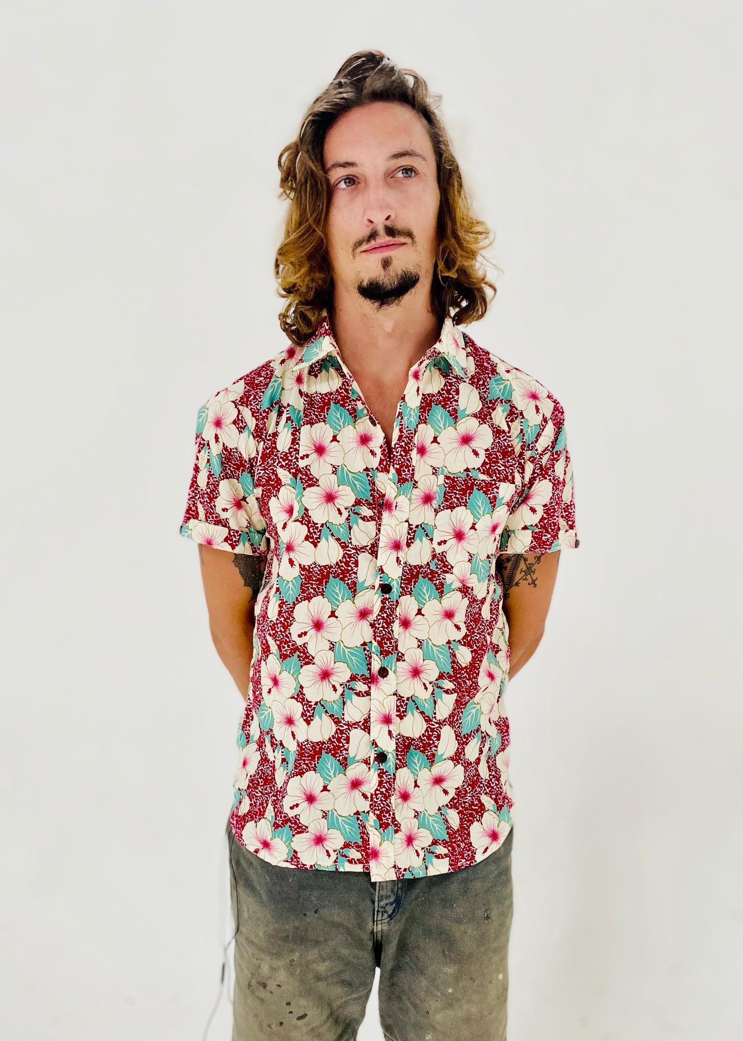 ‘HIBISCUS’ Pink Linen Men's Shirt