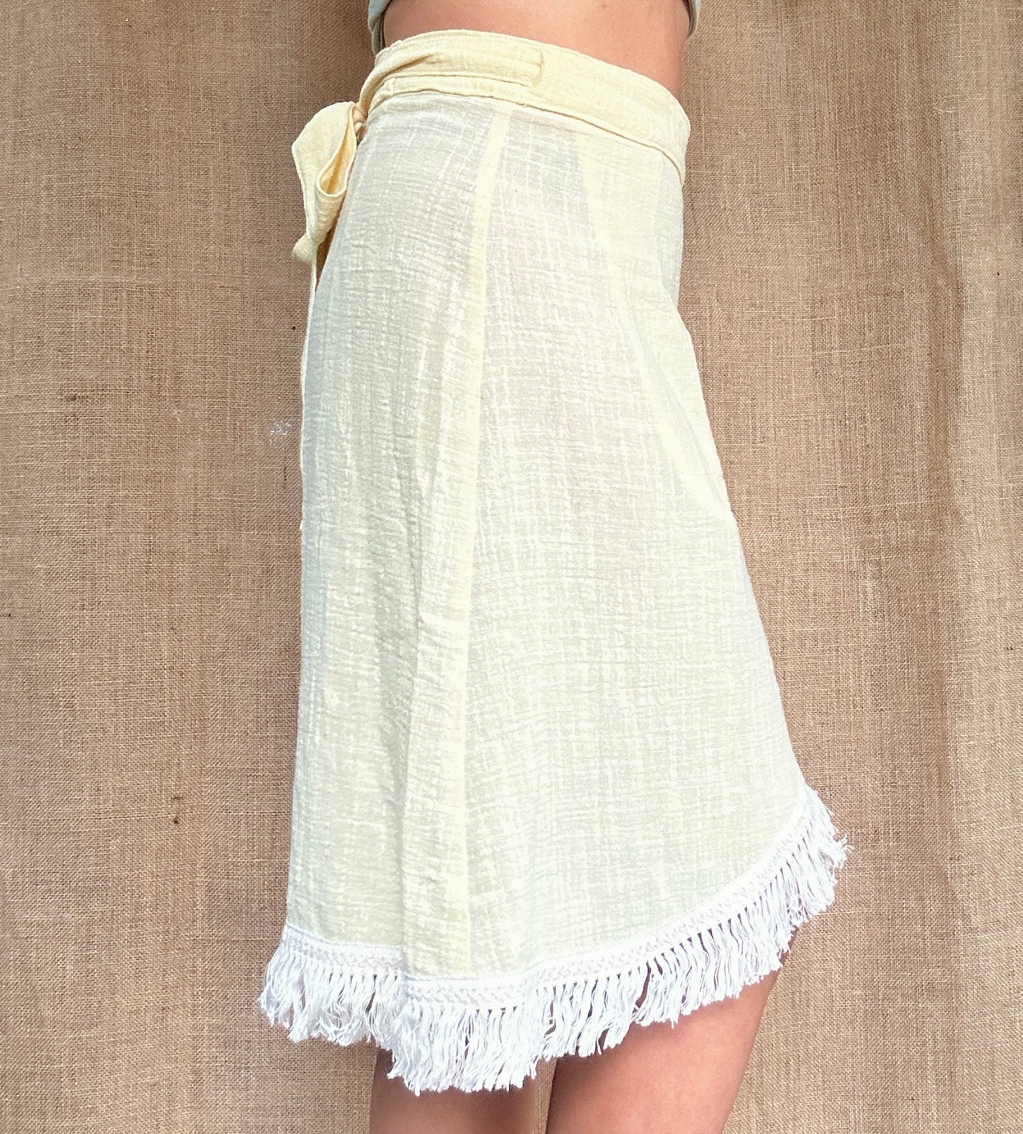 'LUNA' Wrap Midi Skirt - Lemon