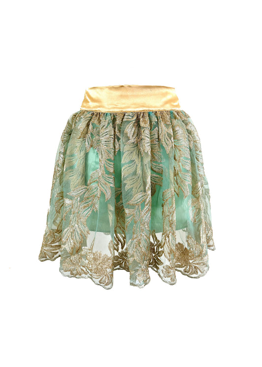 LEAF Green Gold Metallic Tutu Skirt - Short