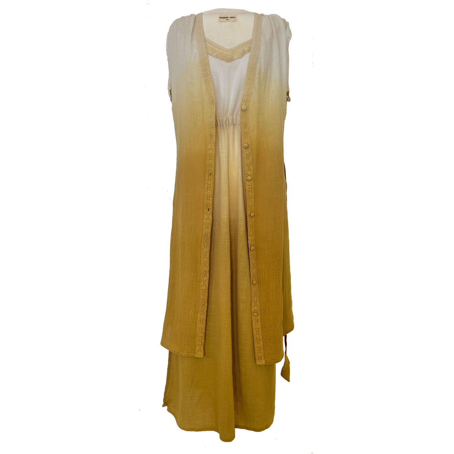 ‘BLISS’ Plant Dyed Long Kaftan - Sand