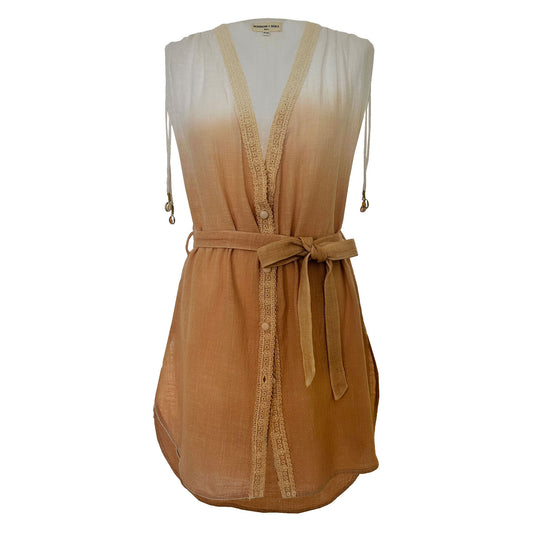 ‘BLISS’ Plant Dyed Short Kaftan - Coral