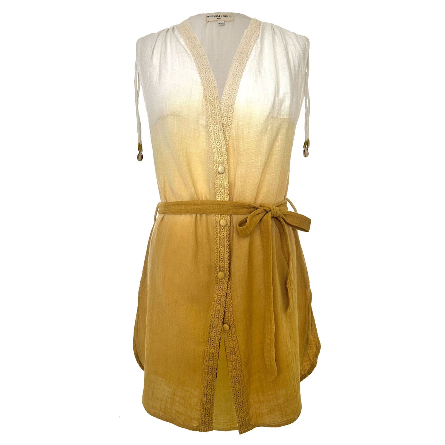 ‘BLISS’ Plant Dyed Short Kaftan - Sand