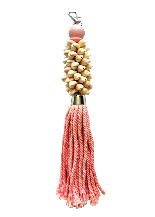 OCEAN Cowry Shell Bag Charm - Coral