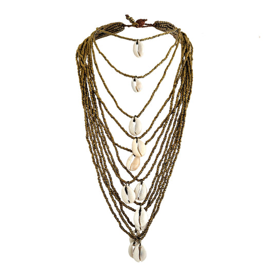 WATERFALL 12 Strand Cowry Shell Necklace