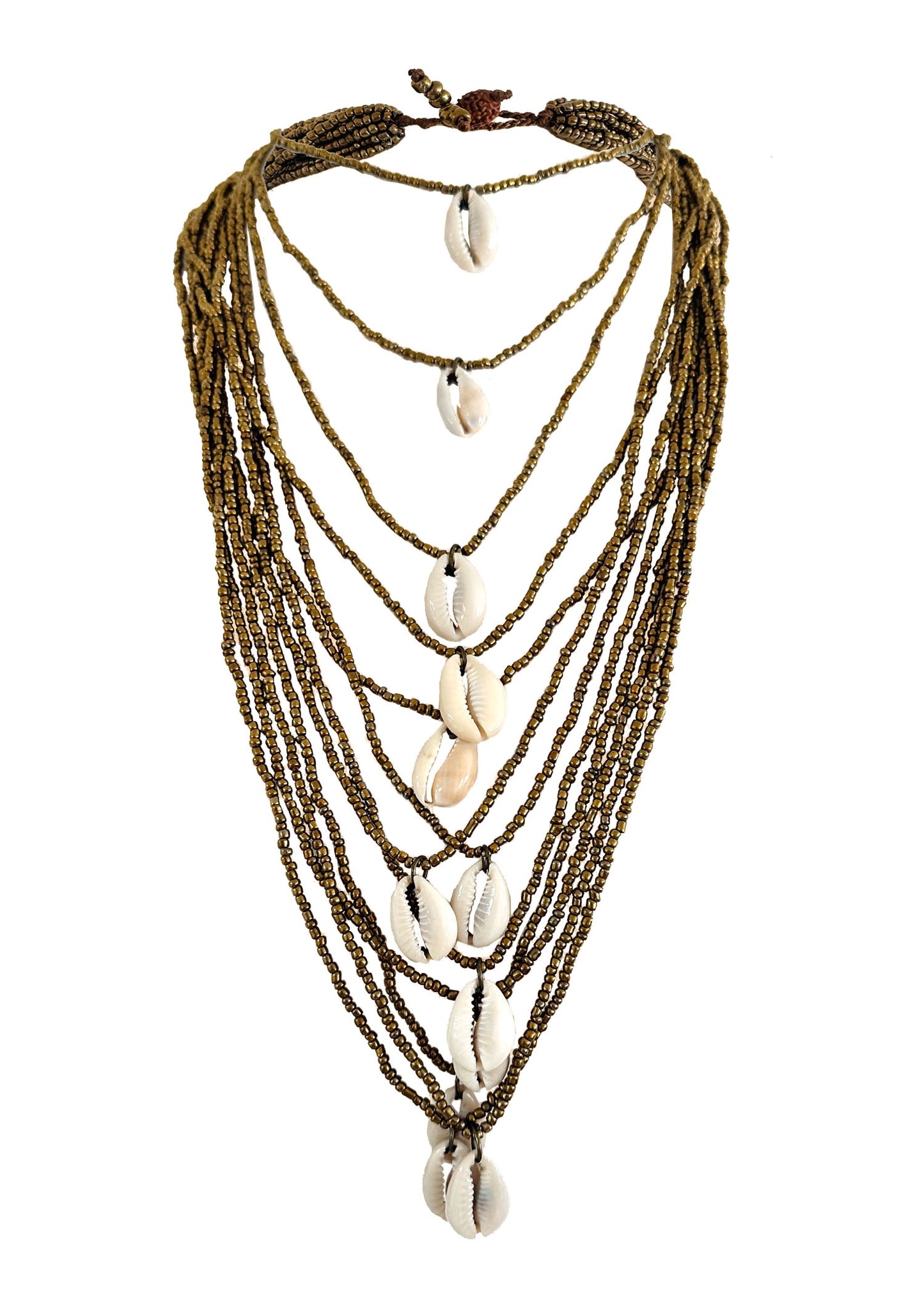 WATERFALL 12 Strand Cowry Shell Necklace