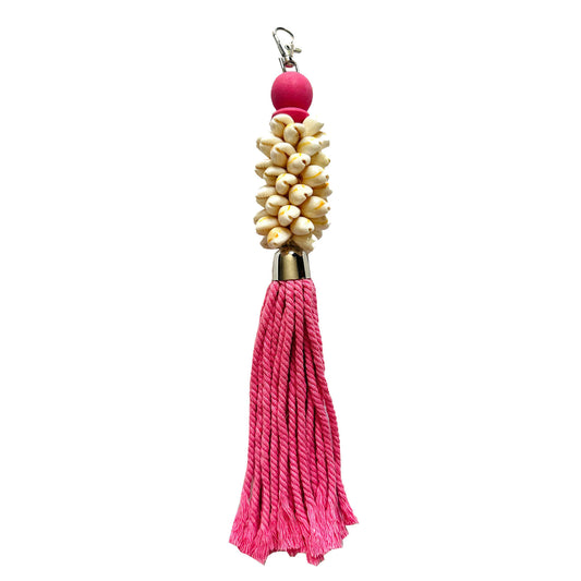 OCEAN Cowry Shell Bag Charm - Hot Pink