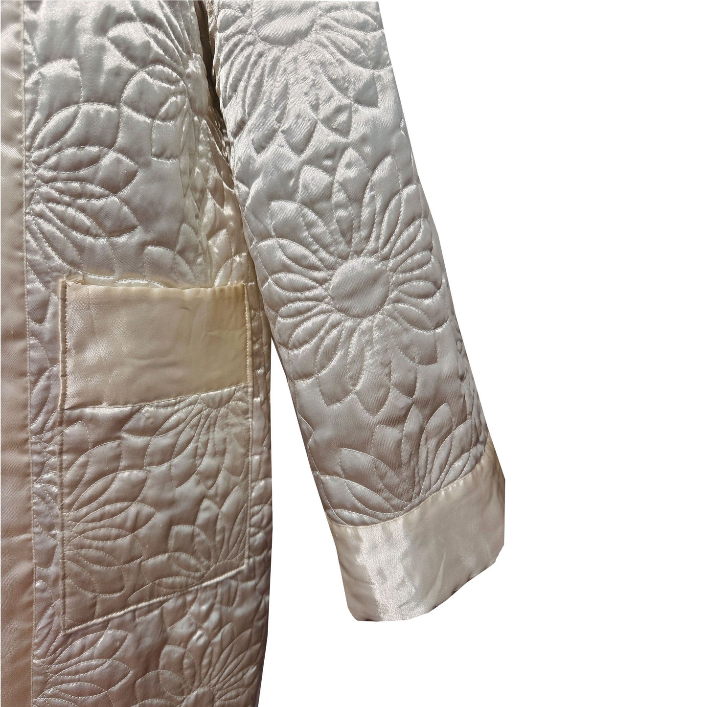 FLOWER White Satin Long Duvet Coat