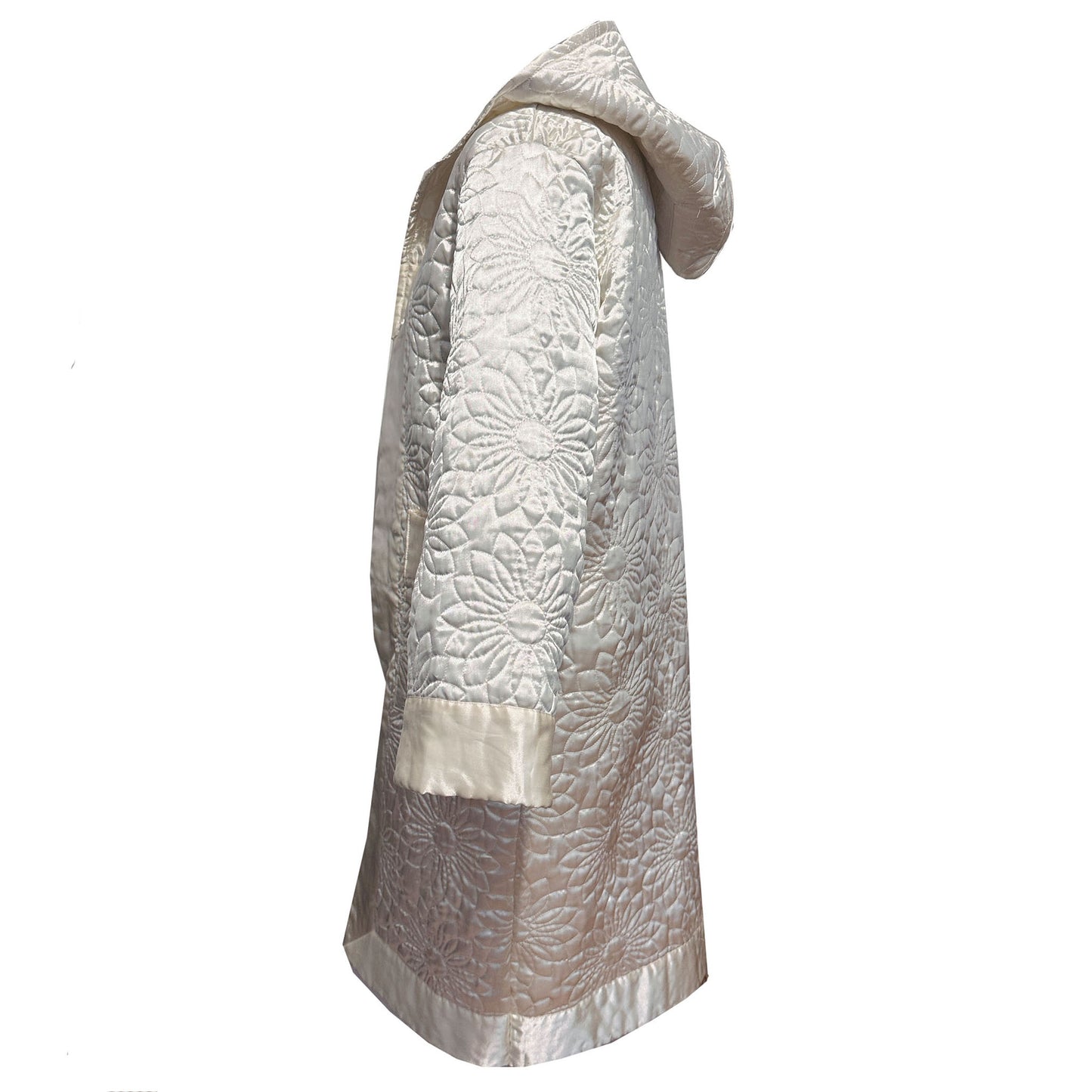 FLOWER White Satin Long Duvet Coat
