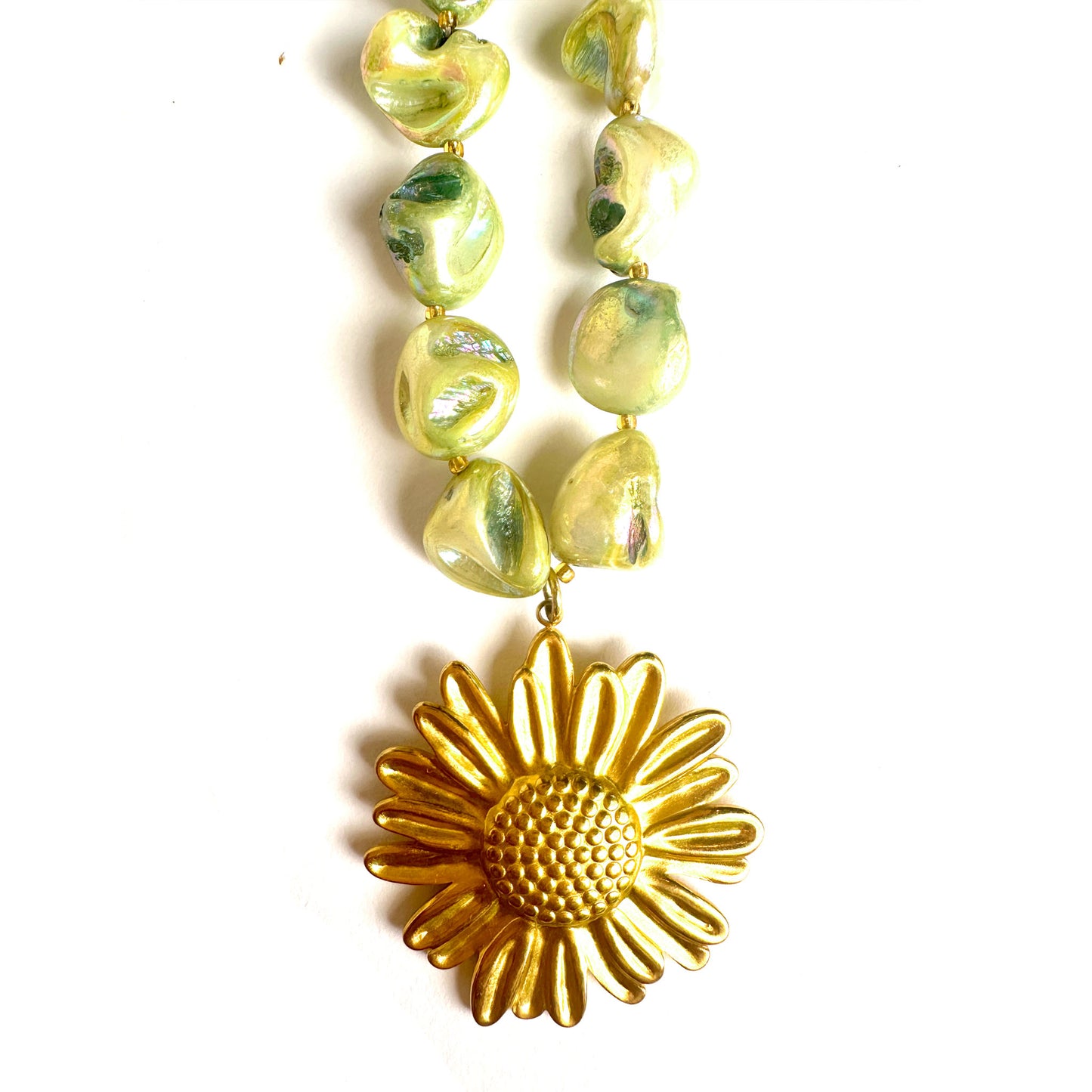 FLOWER Sage Green Aura Quartz Crystal Necklace