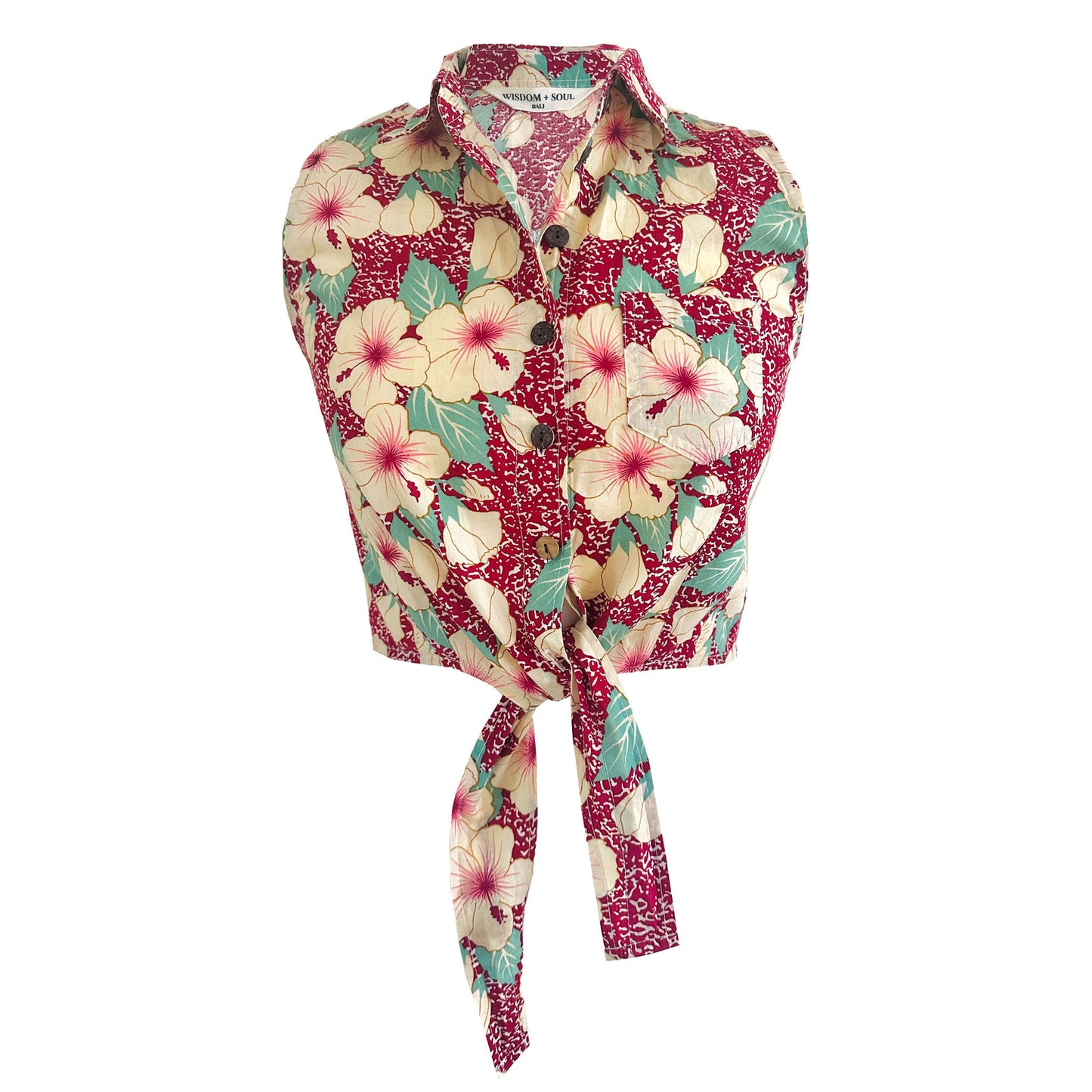 'HIBISCUS' Woman's Cotton Crop Blouse