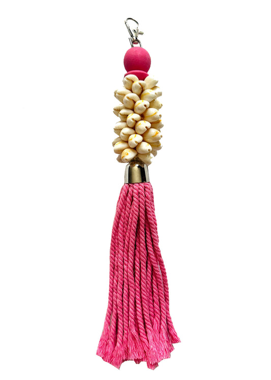 OCEAN Cowry Shell Bag Charm - Hot Pink