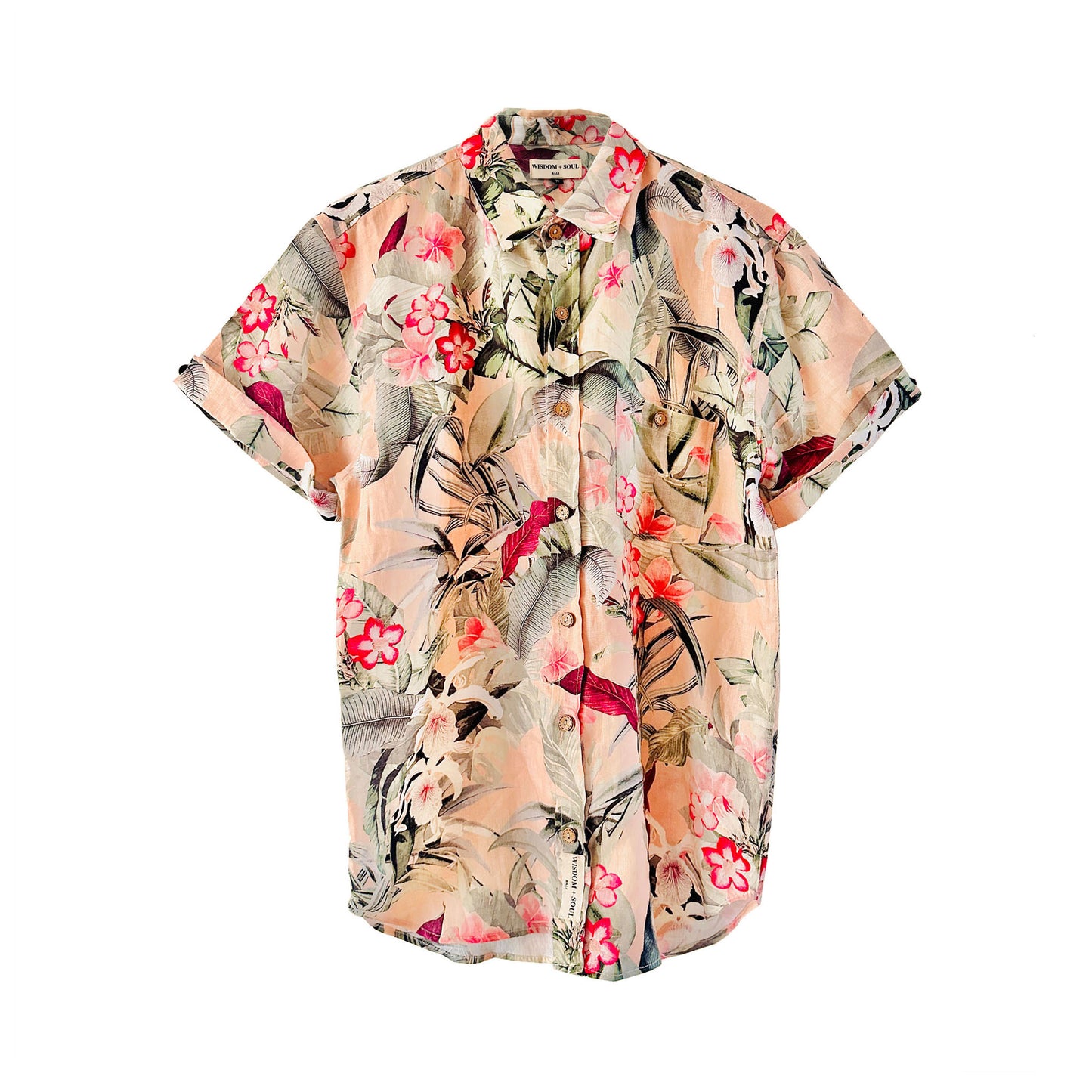 ‘JUNGLE’ Pink Linen Men's Shirt