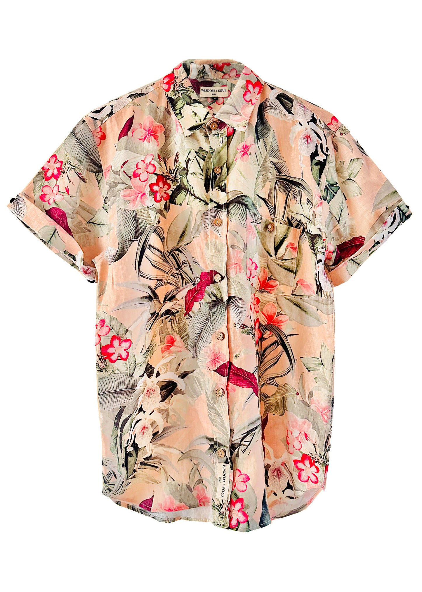 ‘JUNGLE’ Pink Linen Men's Shirt