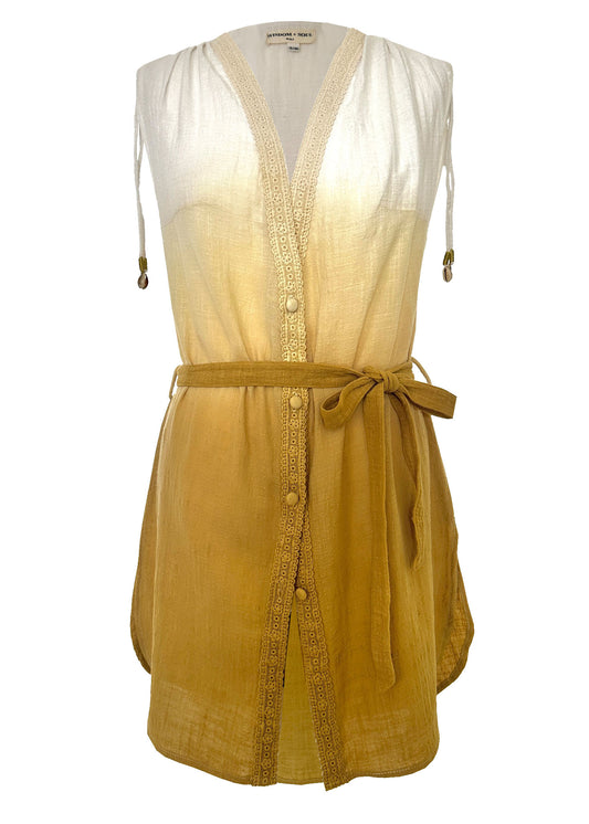 ‘BLISS’ Plant Dyed Short Kaftan - Sand