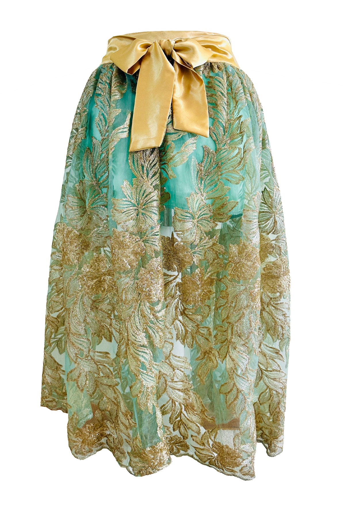 LEAF Green Gold Metallic Tutu Skirt - Long