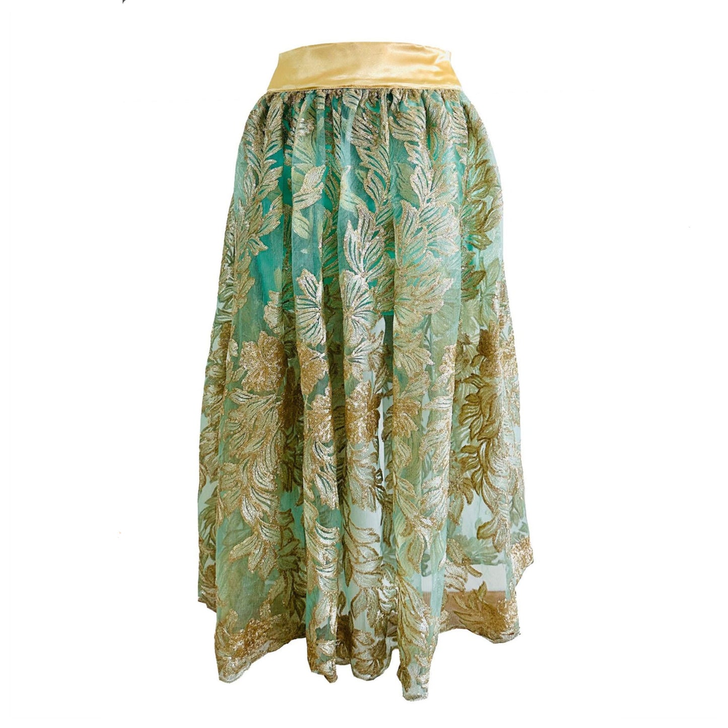 LEAF Green Gold Metallic Tutu Skirt - Long
