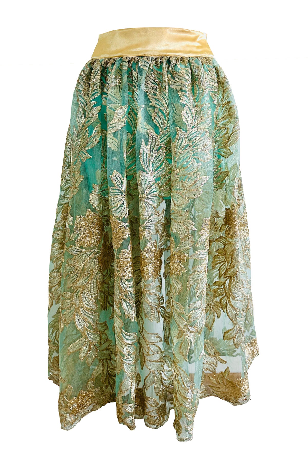 LEAF Green Gold Metallic Tutu Skirt - Long