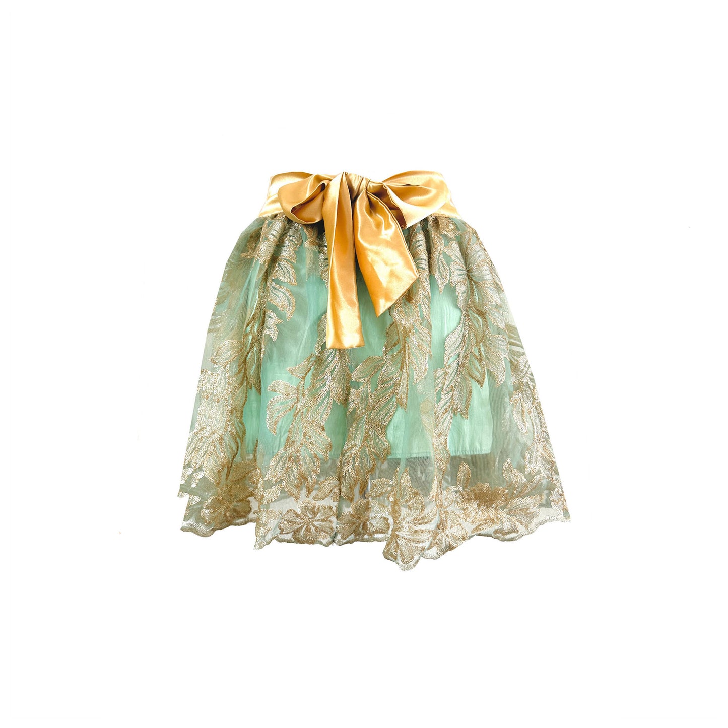 LEAF Green Gold Metallic Tutu Skirt - Short