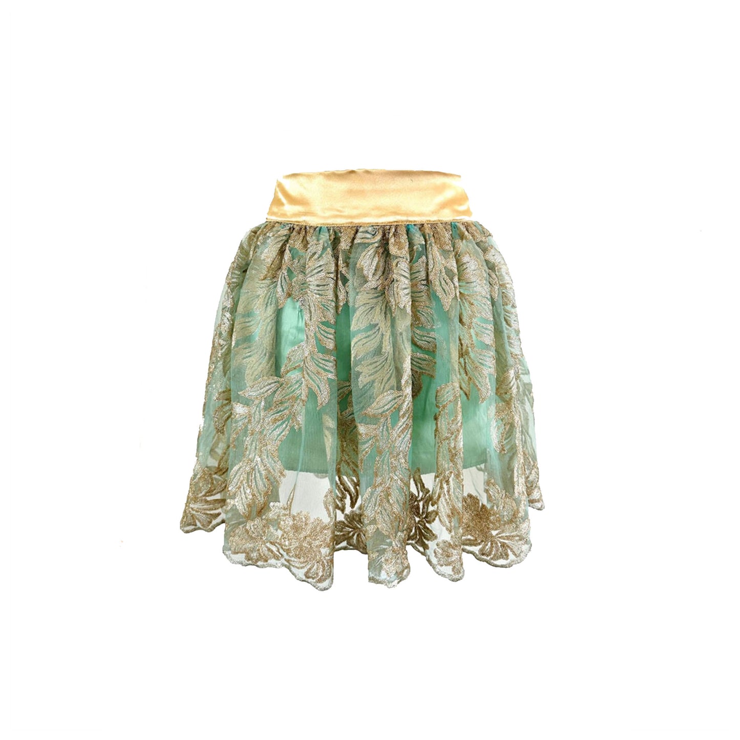 LEAF Green Gold Metallic Tutu Skirt - Short