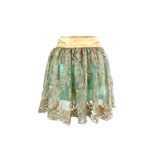 LEAF Green Gold Metallic Tutu Skirt - Short