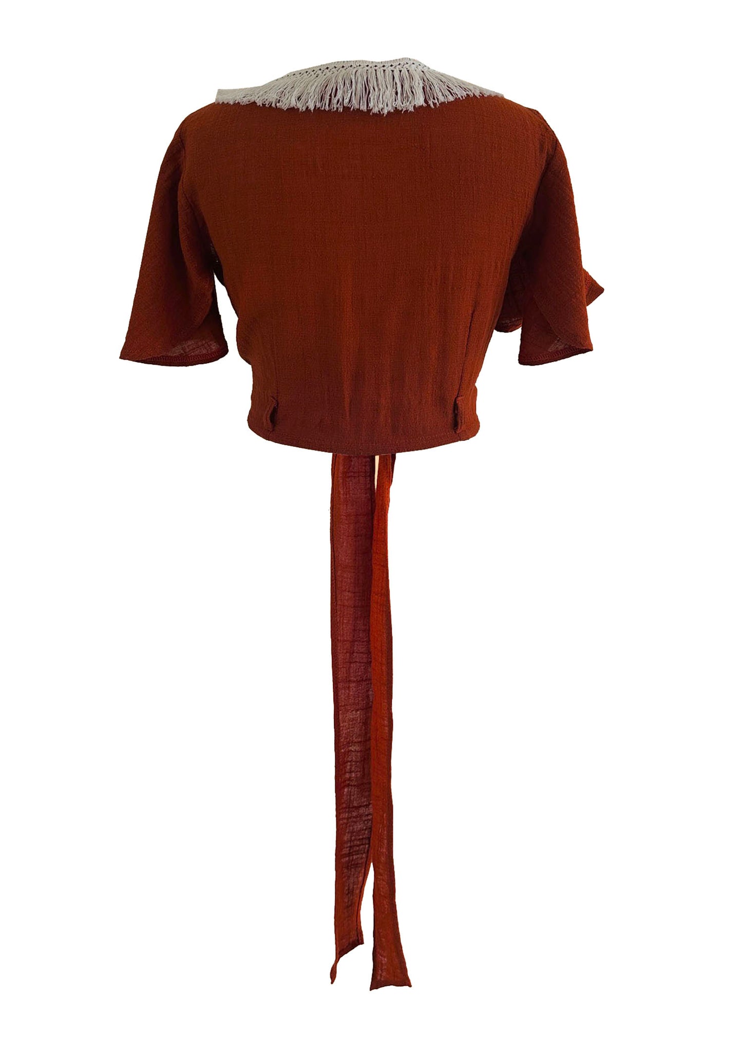 'LUNA' Cotton Wrap Top - Terracotta