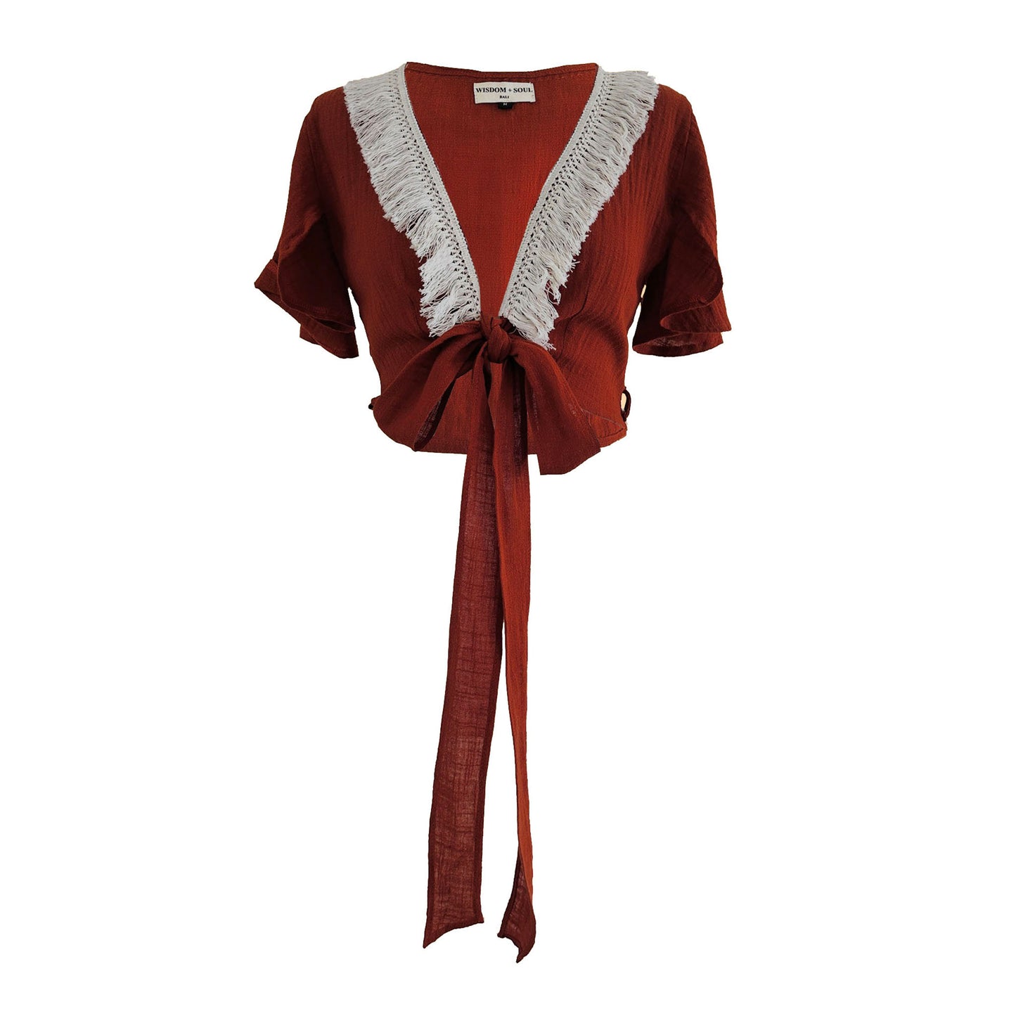 'LUNA' Cotton Wrap Top - Terracotta