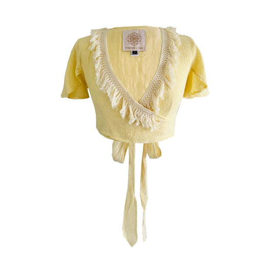 'LUNA' Cotton Wrap Top - Lemon