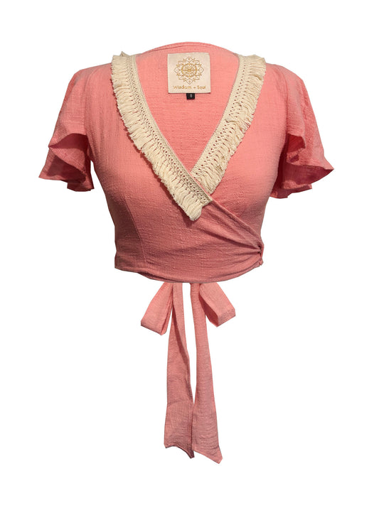 'LUNA' Cotton Wrap Top - Lotus