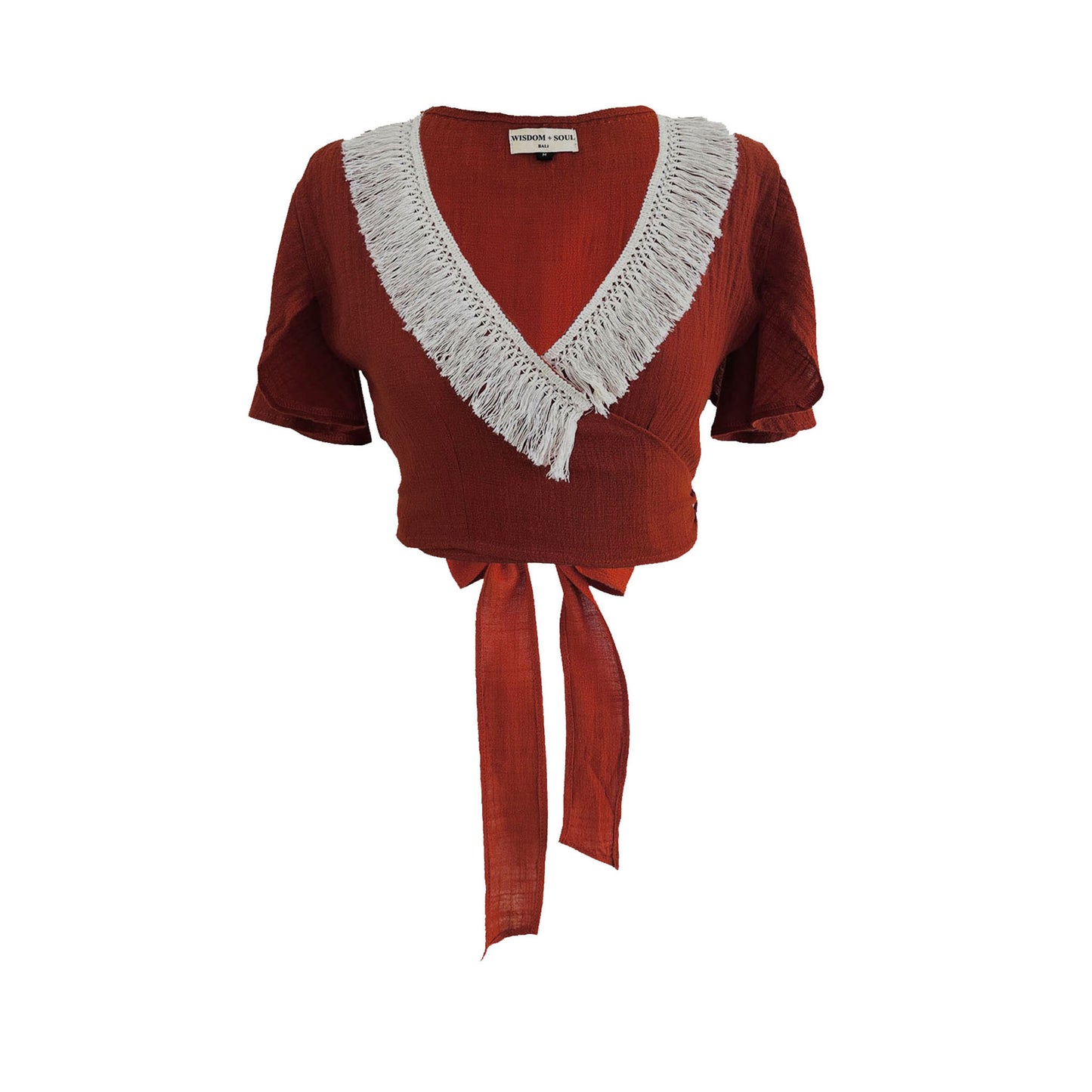 'LUNA' Cotton Wrap Top - Terracotta