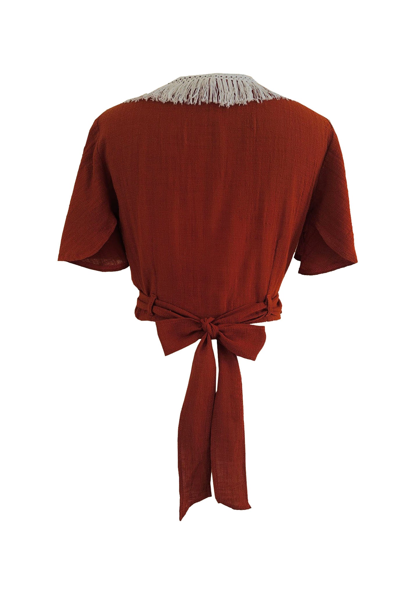 'LUNA' Cotton Wrap Top - Terracotta