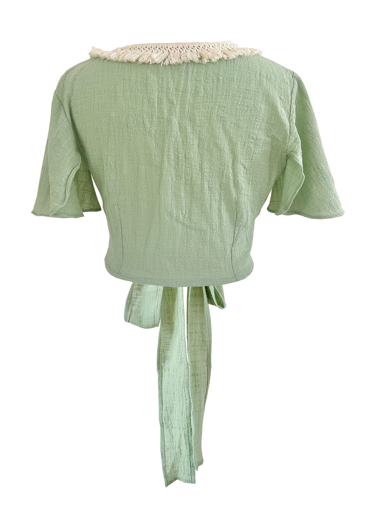 'LUNA' Cotton Wrap Top - Sage