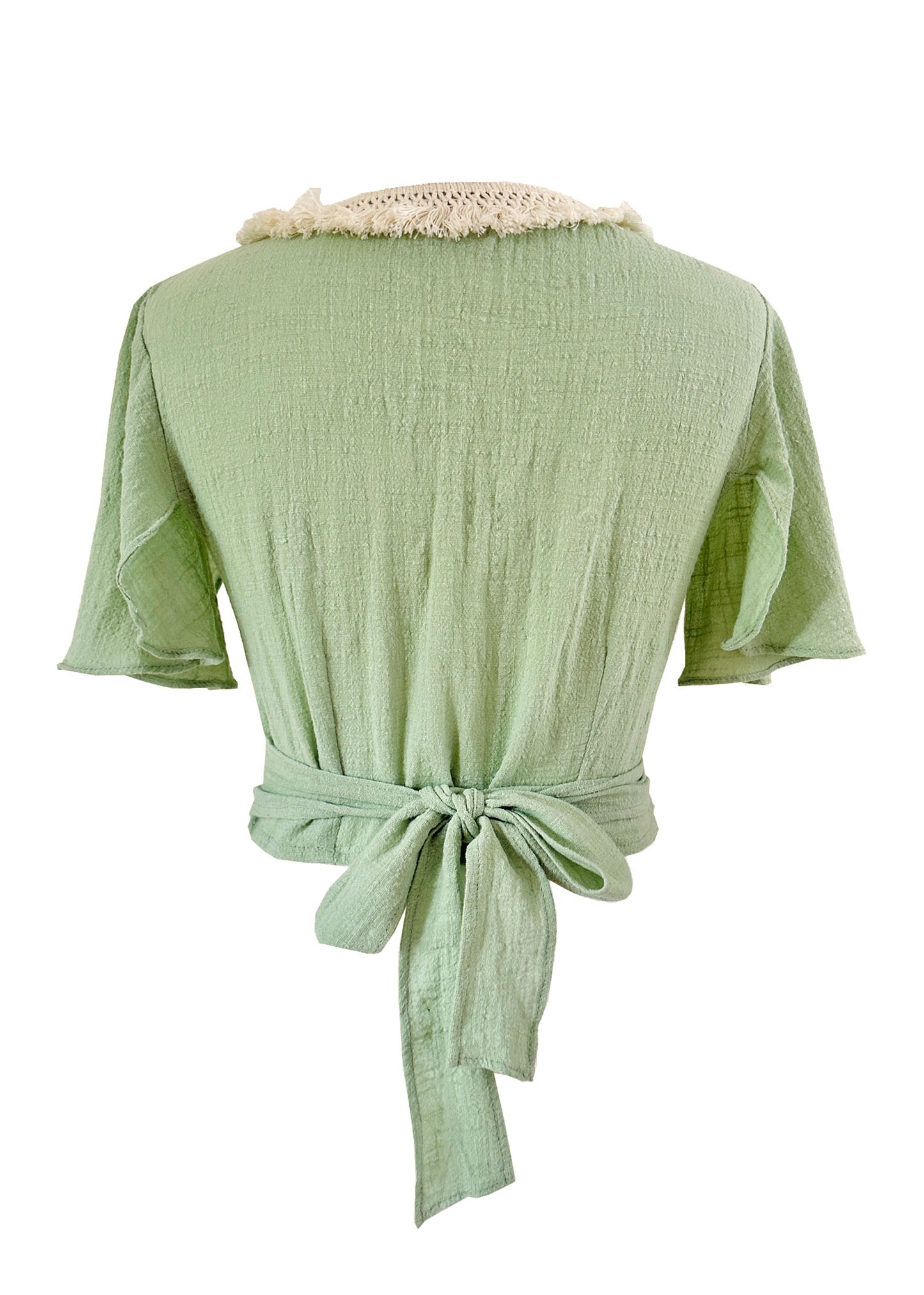 'LUNA' Cotton Wrap Top - Sage