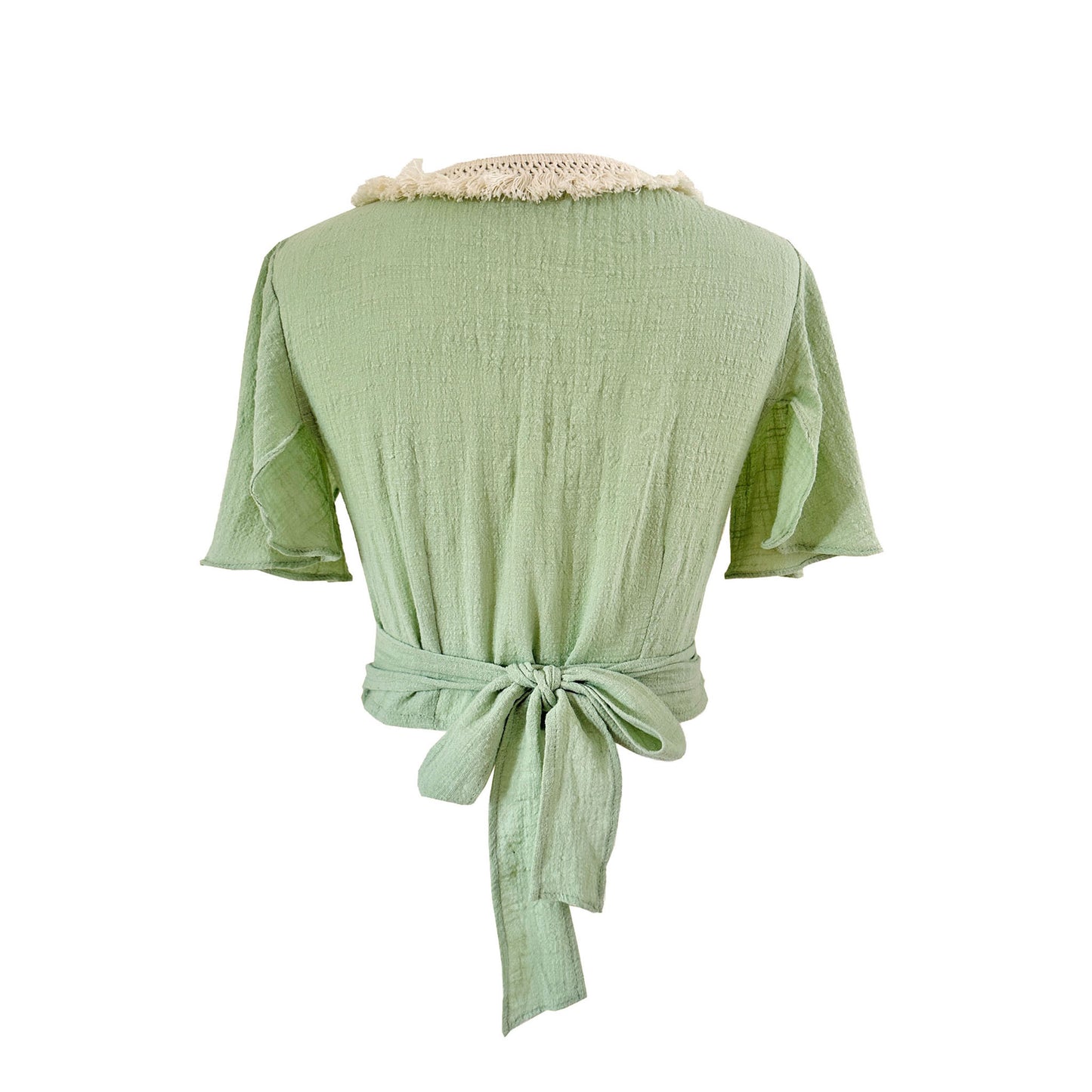 'LUNA' Cotton Wrap Top - Sage