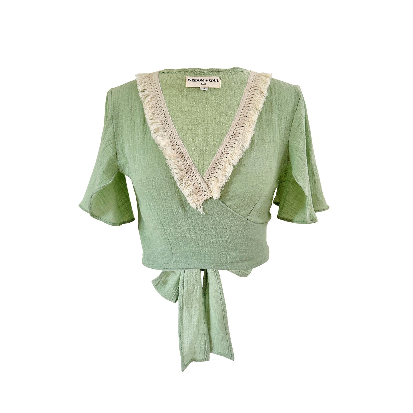 'LUNA' Cotton Wrap Top - Sage